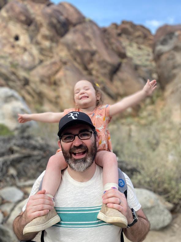 John and Alma with some boulders in Joshua Tree